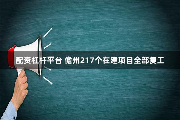 配资杠杆平台 儋州217个在建项目全部复工